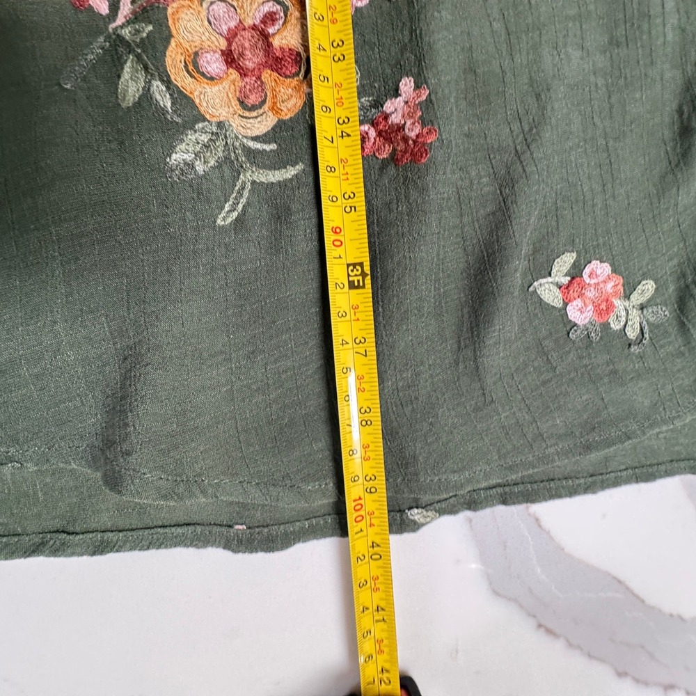 Anthropologie Fig and Flower Embroidered Dress Green Floral size L - Picture 10 of 10